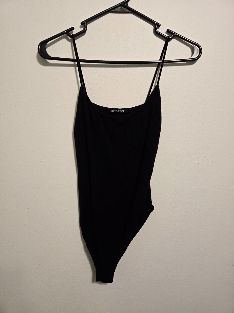 Black Mind Code Spaghetti Strap Bodysuit, Small