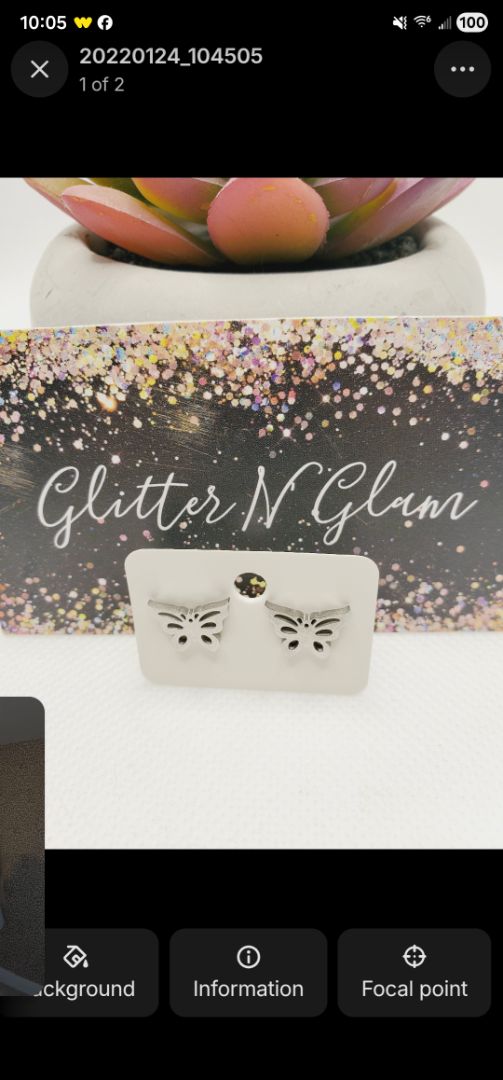 Glitter n Glam 1174 Silver Butterfly Stud Earrings