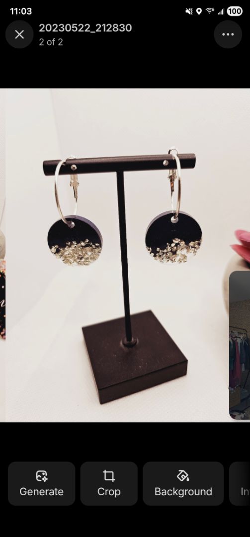 Glitter N Glam 1773 Silver Hoops with Navy Blue Resin Disc