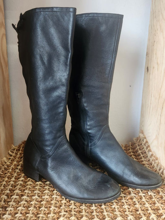 Black Antonio Melani Black Leather Boots, 9