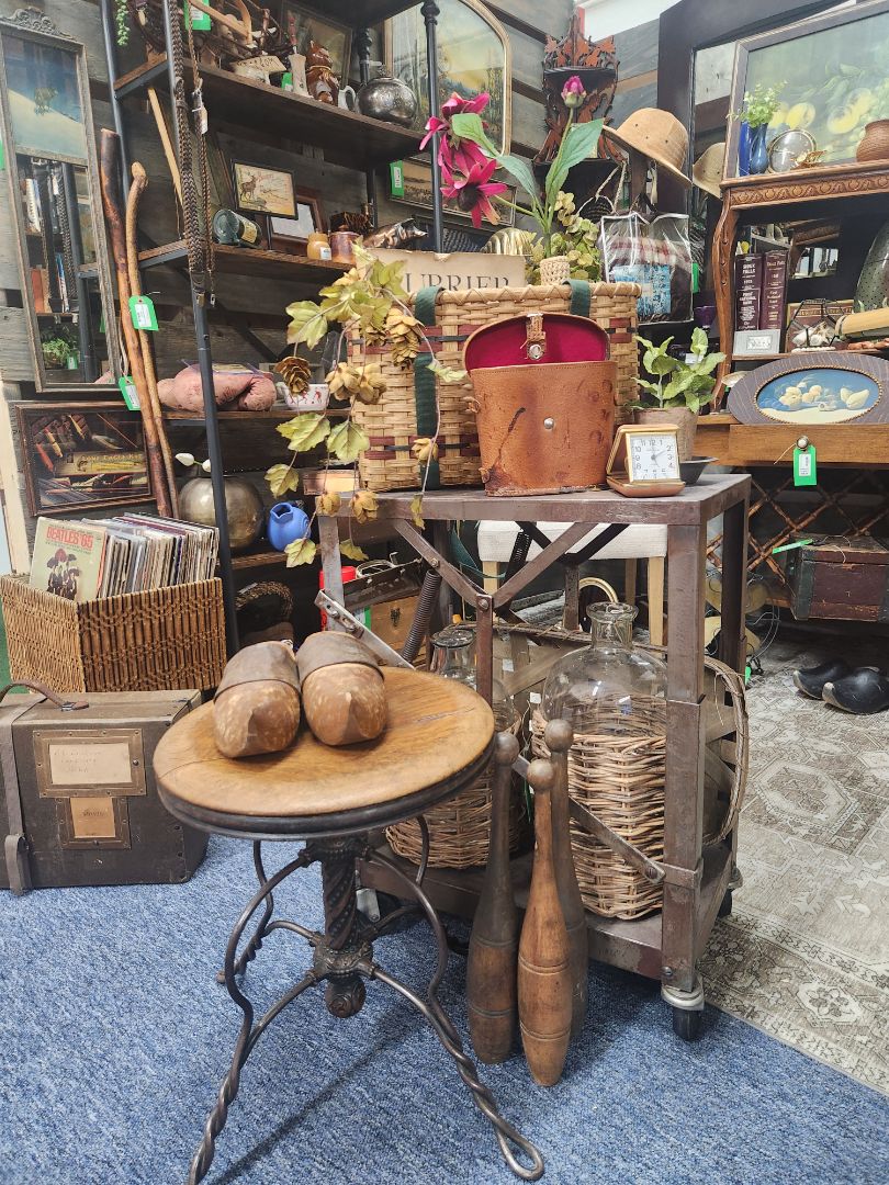 Old Wood & Metal Piano Stool