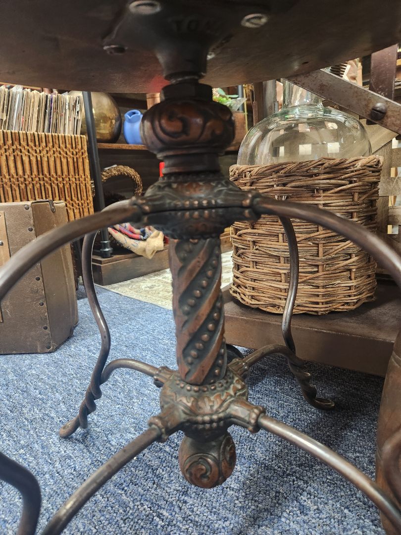 Old Wood & Metal Piano Stool