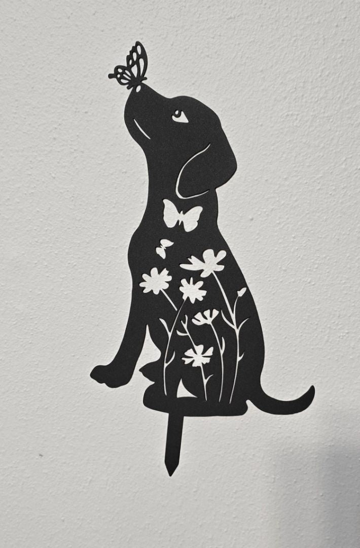 Black Dog/Butterfly Garden Stake, 6.5" x 12"