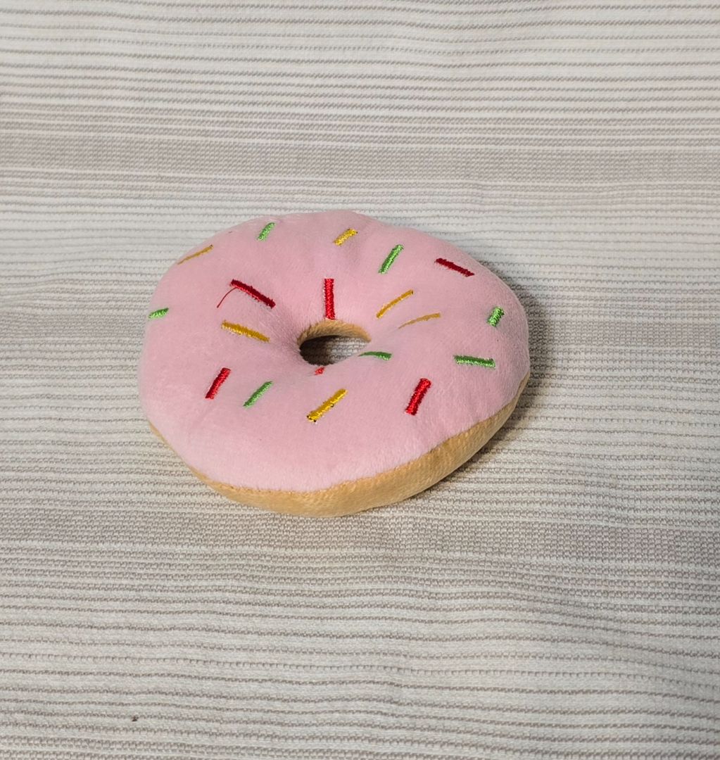 Pink Donut Plush Squeak Toy
