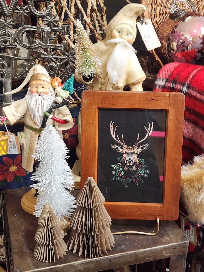 Deer Print in Vintage Wood Frame