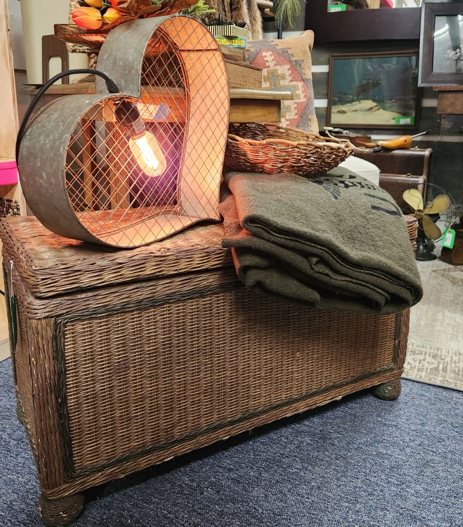 Vintage Wicker Storage Bench