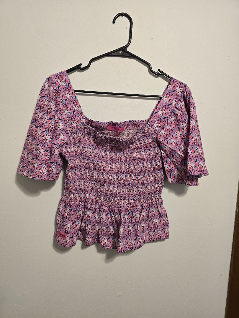 Pink/Purple Simply Southern Short Sleeve Top, Medium