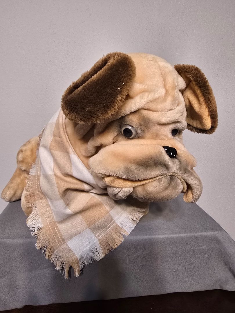 Tan/Cream Plaid Bandana, Adjustable Tie