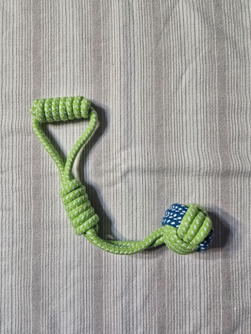 Green Plaid Rope Ball Tug