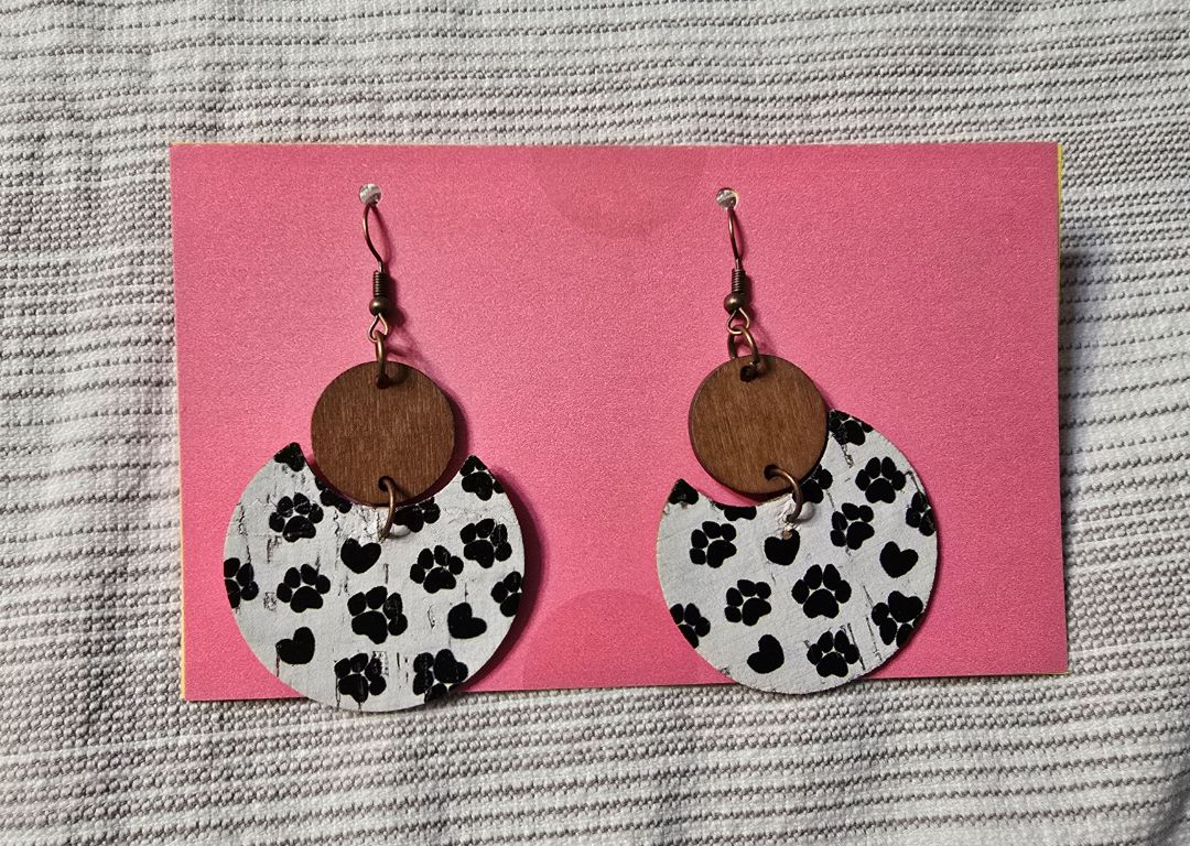 White/Black Paw Earrings