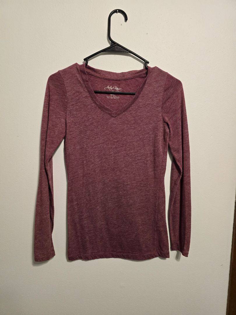 Plum Long Sleeve Layering Tee, Small
