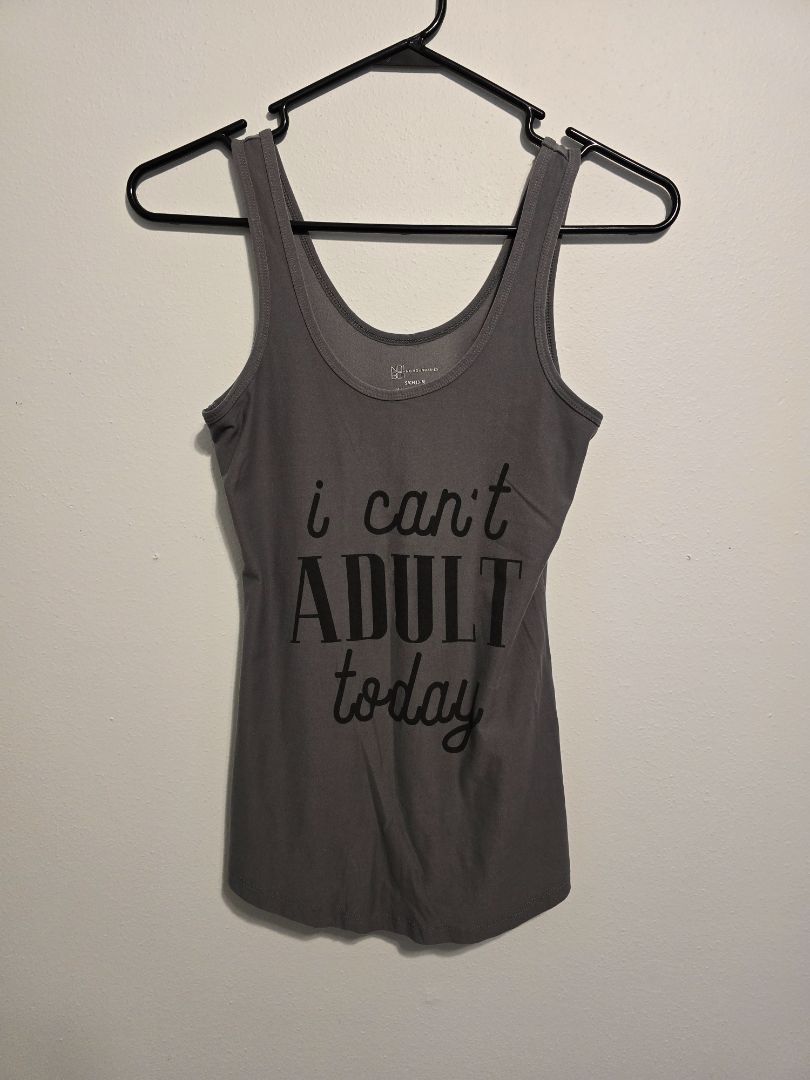 Gray No Boundaries Tank Top- Can't Adult, Small