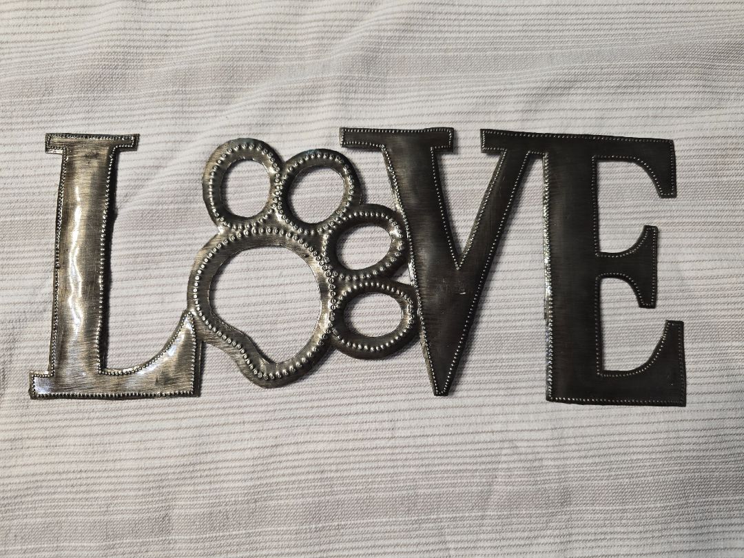 Metal Metal Love Paw, 12" x 5"