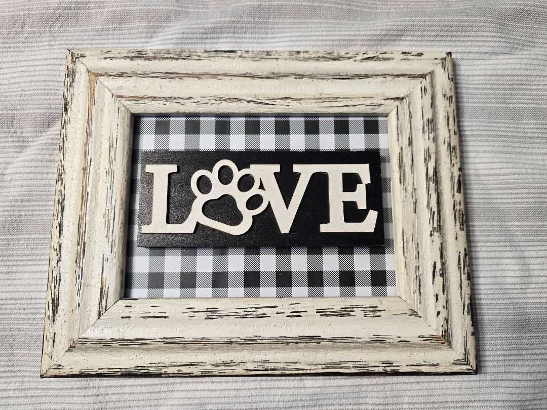 White/Black Love Paw Frame, 8" x 10"