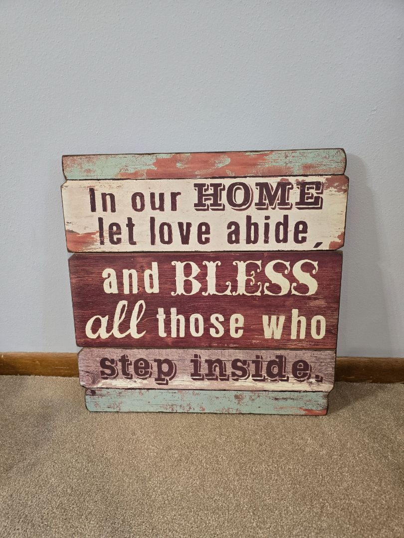 Brown/Green/Cream Barnwood Hanging Sign, 19.75" x 19.75"
