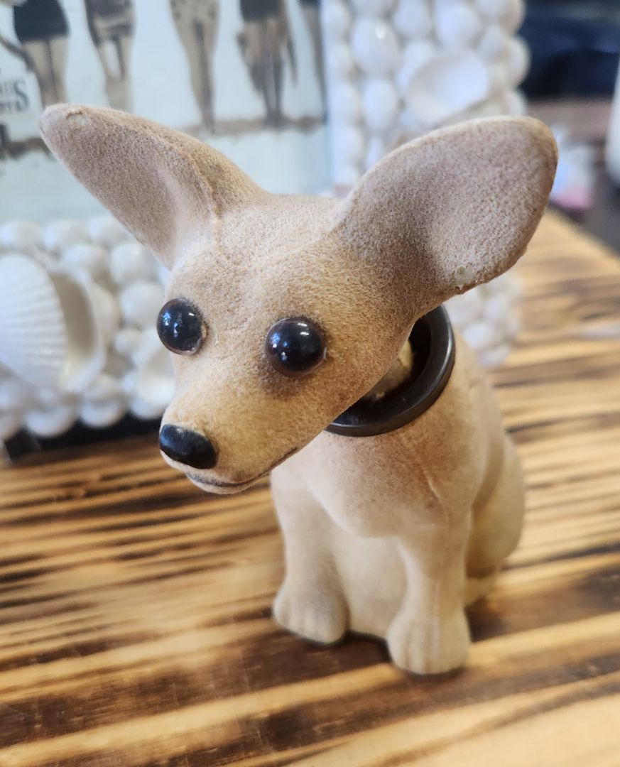 Flocked Chihuahua Bobblehead Vintage