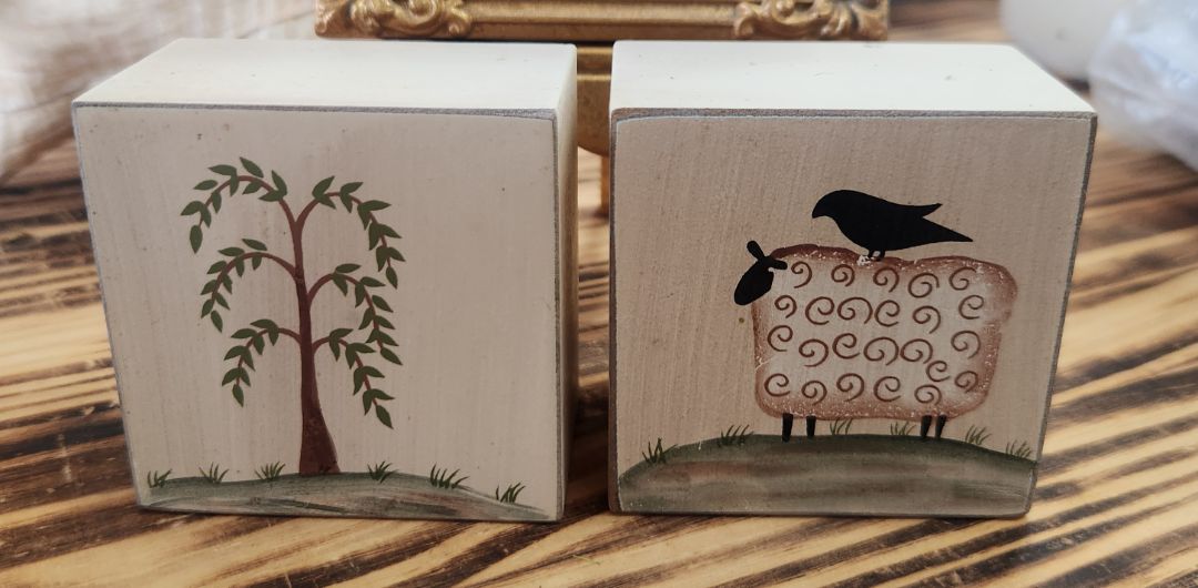 Wood Blocks w/ Promitive Looking Scenes Primitive Looking