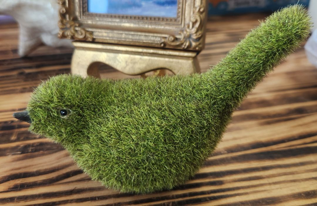 Green Green Flocked Bird Decor