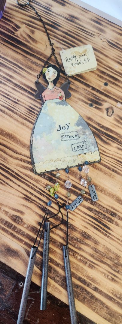 Kelly Rae Roberts Studio by Demdaco Joy Grows Here Metal Windchime