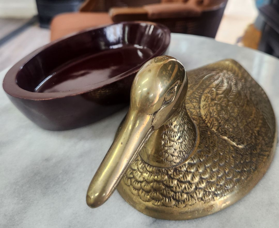 Vintage Brass/Bakelite Duck Trinket Dish
