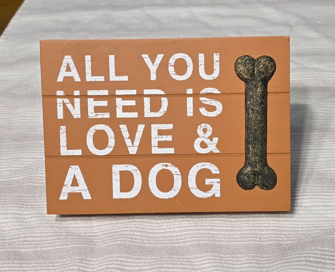Brown Love & a Dog Decor, 7" x 5"