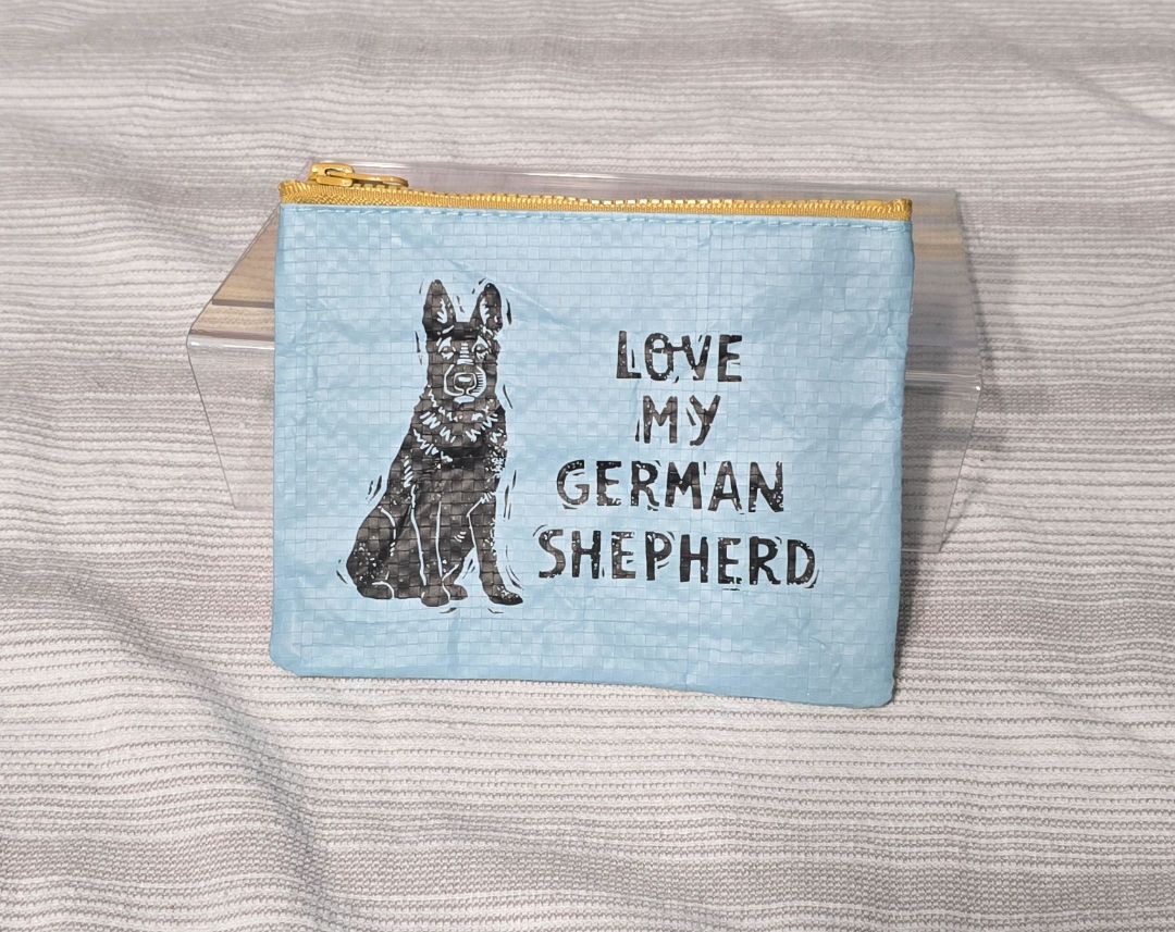 Blue Love My German Shepherd Zipped Pouch, 5" x 4.5"