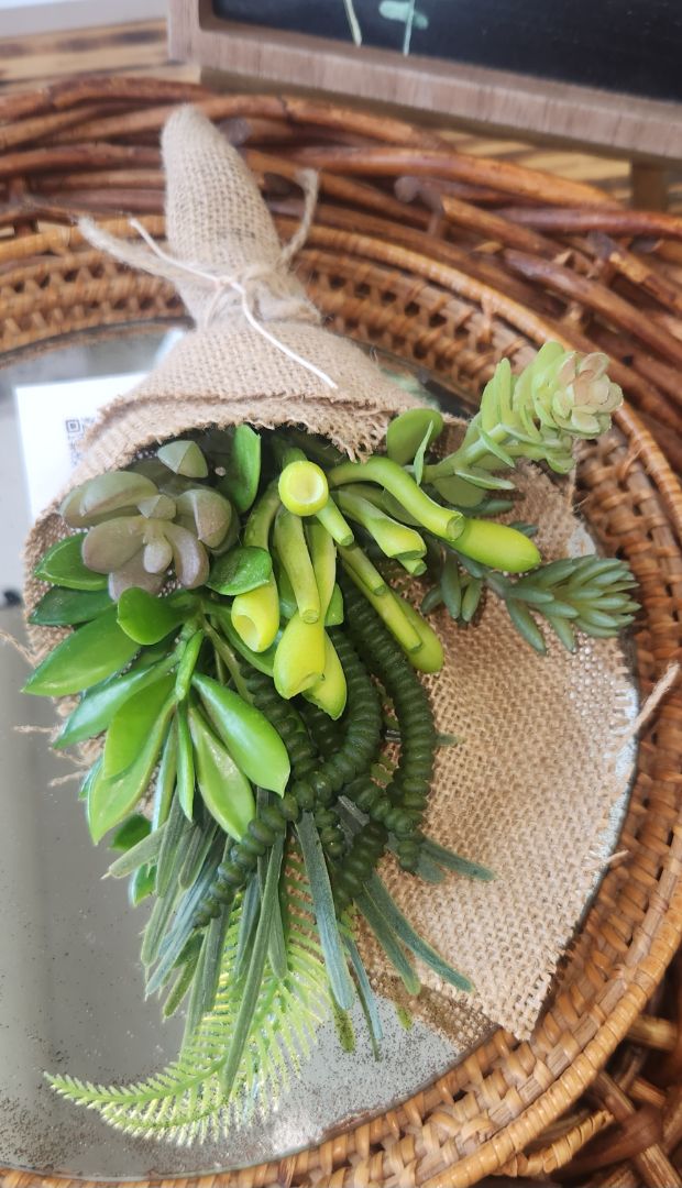 Faux Succelent in Burlap or Canvas