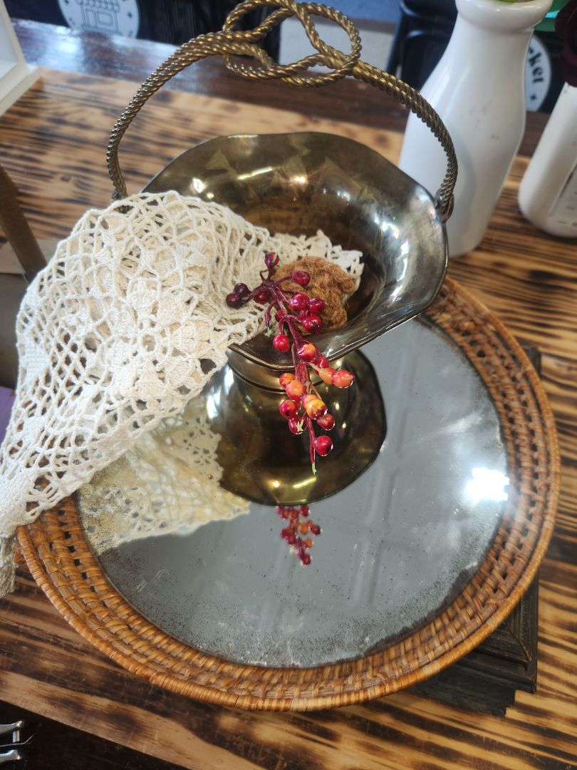 Vintage Brass Pedastal Basket