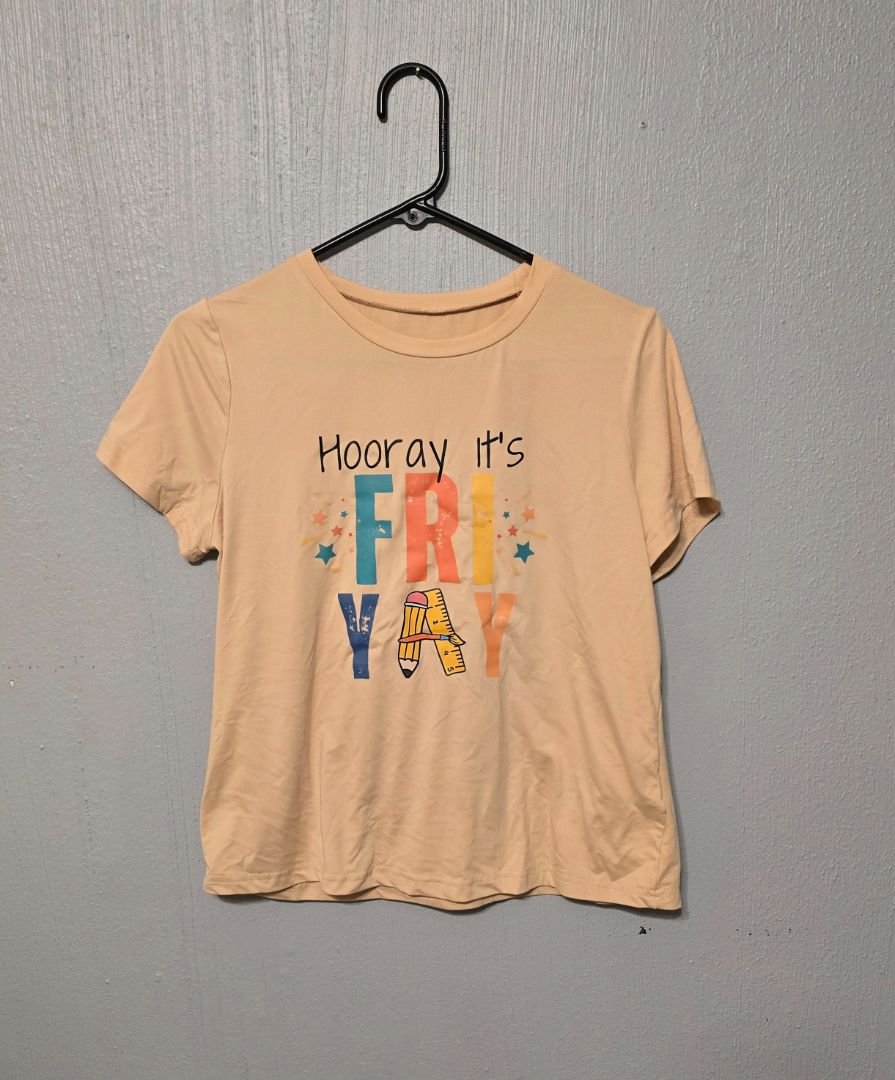 Shein Hooray Friday TShirt, Medium,Tan, Amira’s closet