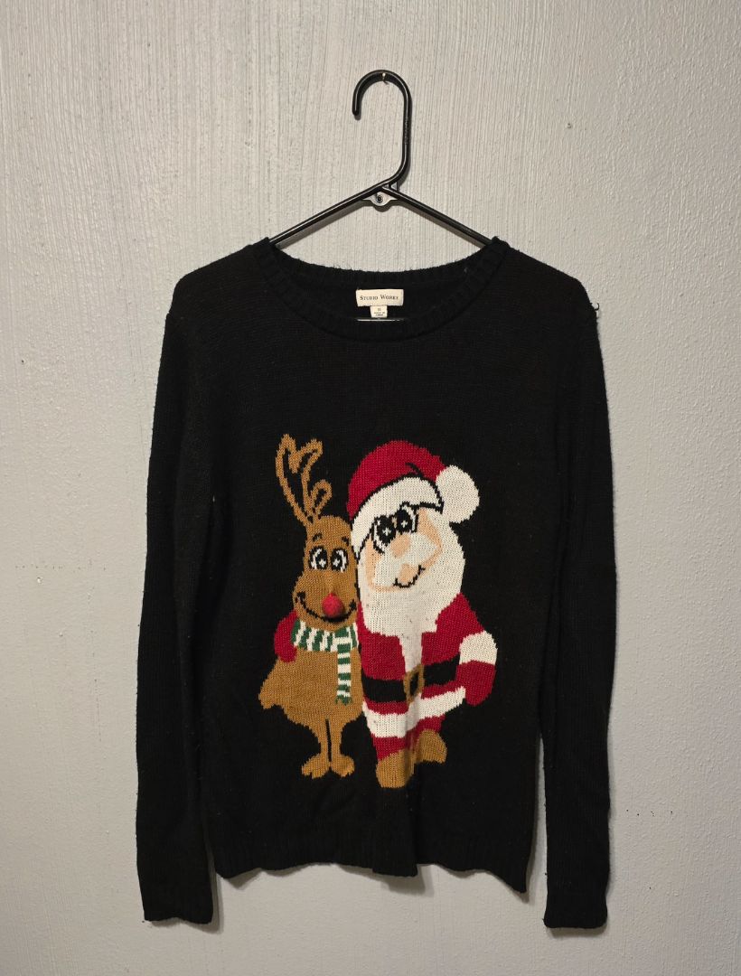 Studio Works Santa/Rudolph Sweater, XLarge,Black, Amira’s closet