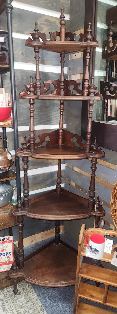 Antique Handmade 5-Tier Corner Shelf