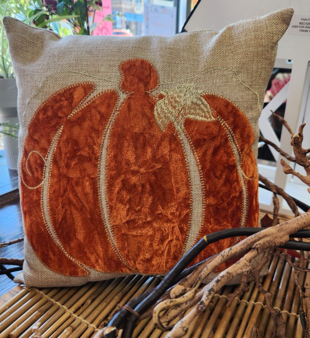 Pillow w/Velvet Orange Pumpkin, DCH Family LLC