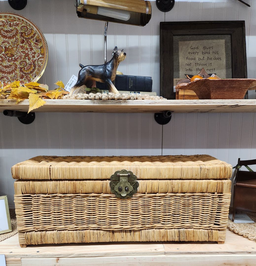 Large Hinged Woven Chest Decor, DCH Family LLC