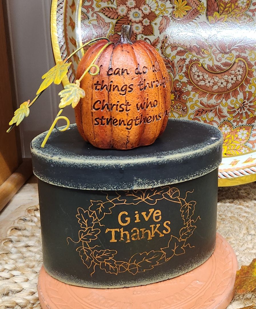 Small Faux Pumpkin w/ I Can Do All Things Decor, DCH Family LLC