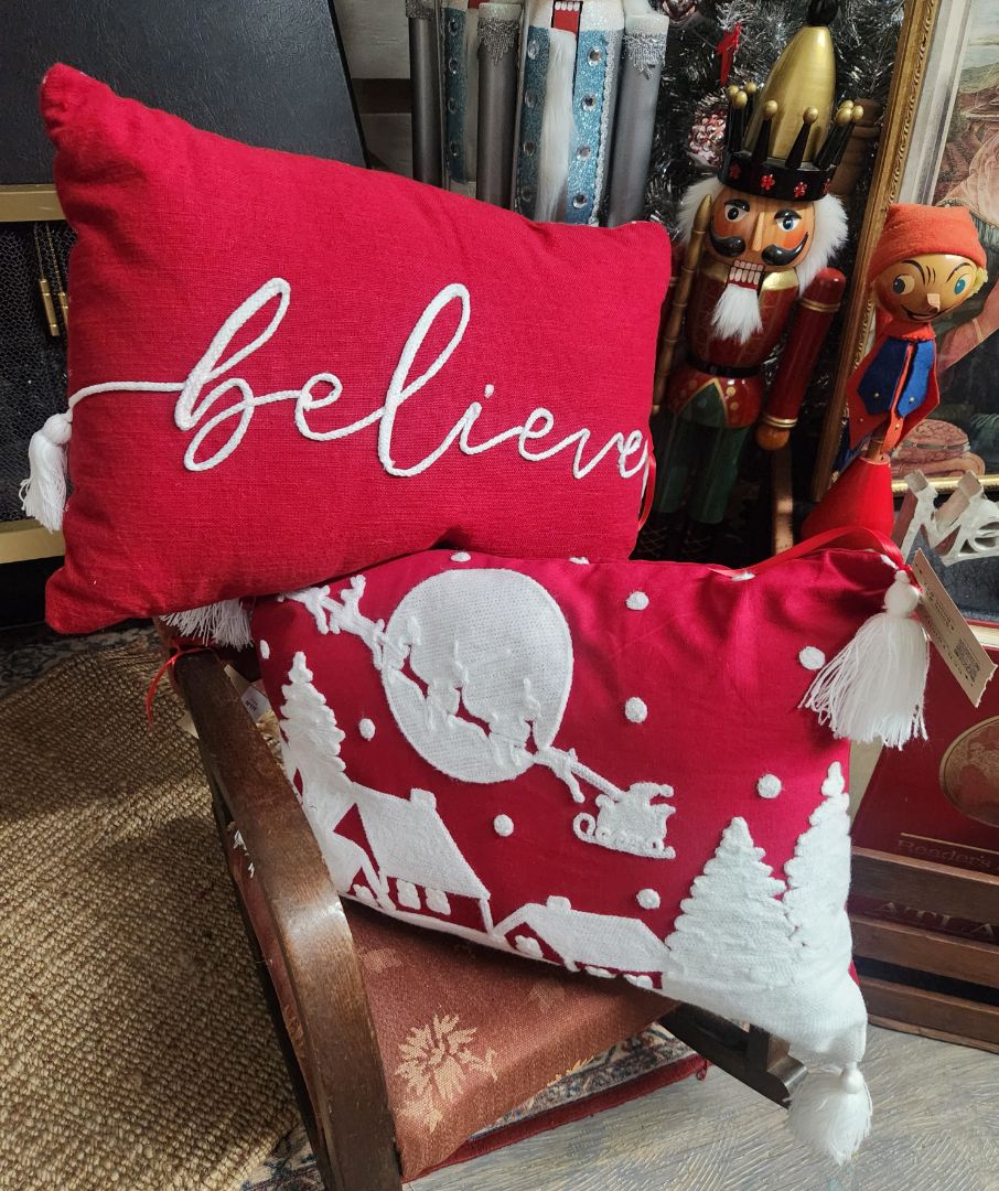 Red & White Pillow - believe Holiday Decor, DCH Family LLC