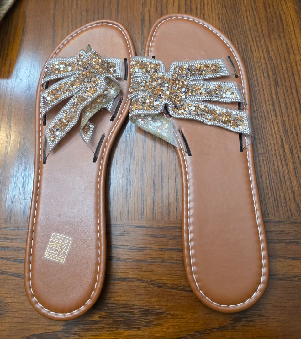 Brown and sparklels Sandals, 45 -- 11-12 US