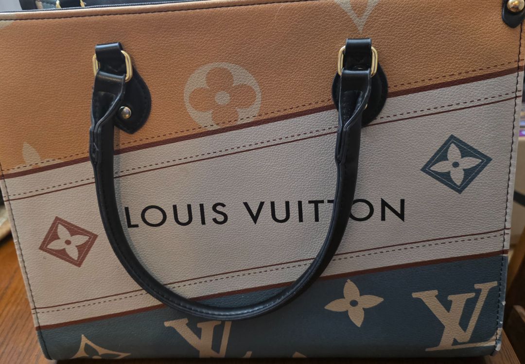 Tan, Blue, Cream Louis Vuitton Inspired Bags & Purses