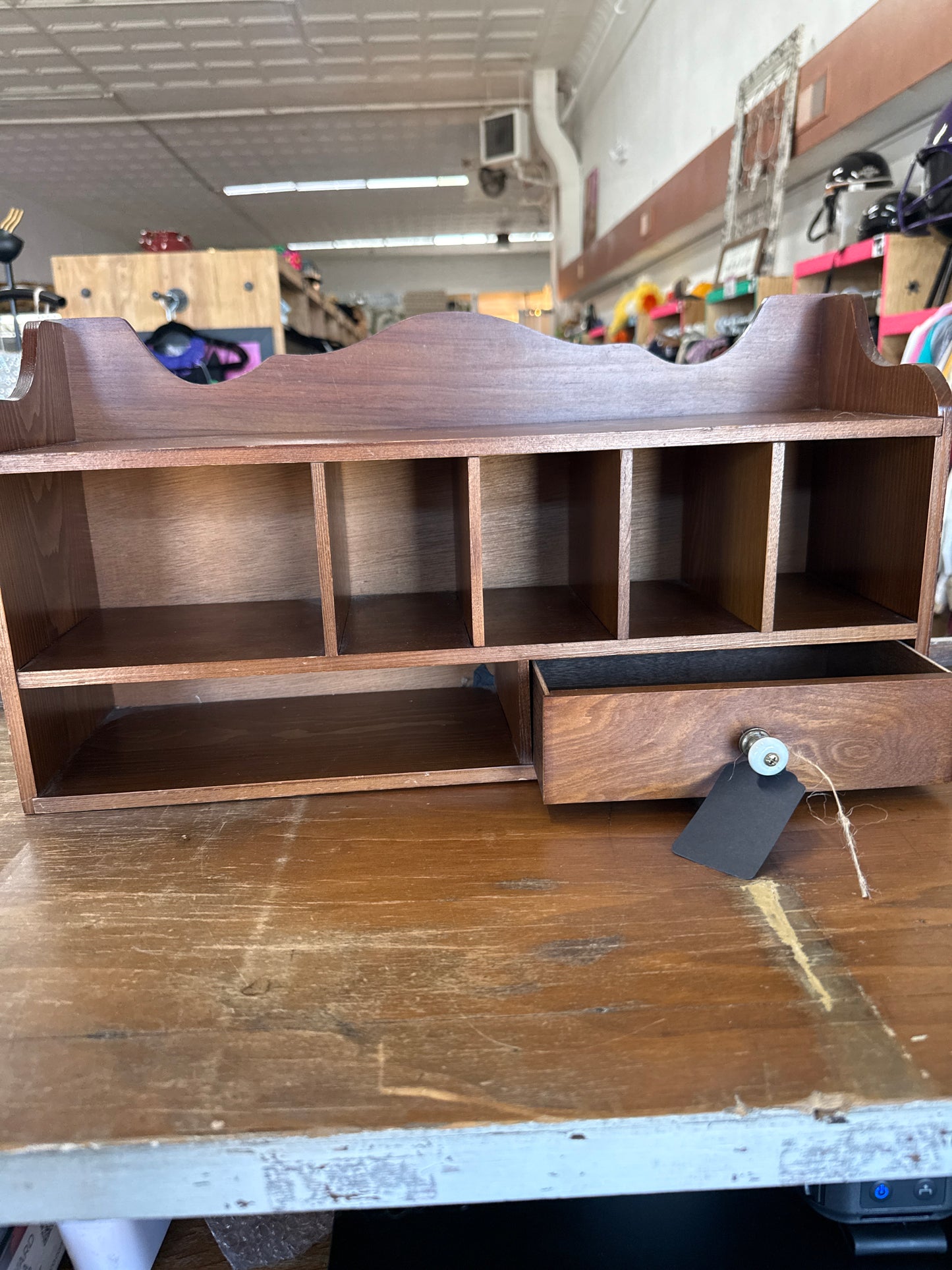 brown vintage vintage caddy shelf