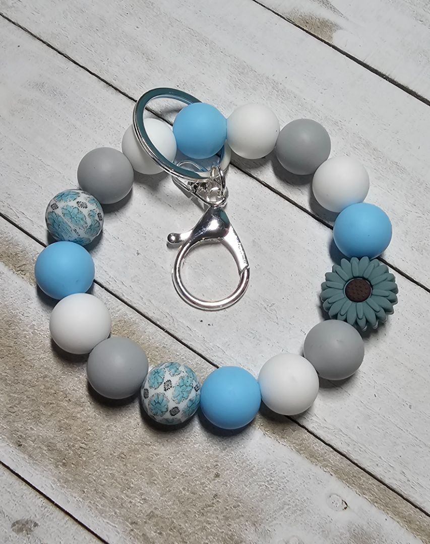 Gray Flower Key Chain Crocheted Creations by Amy