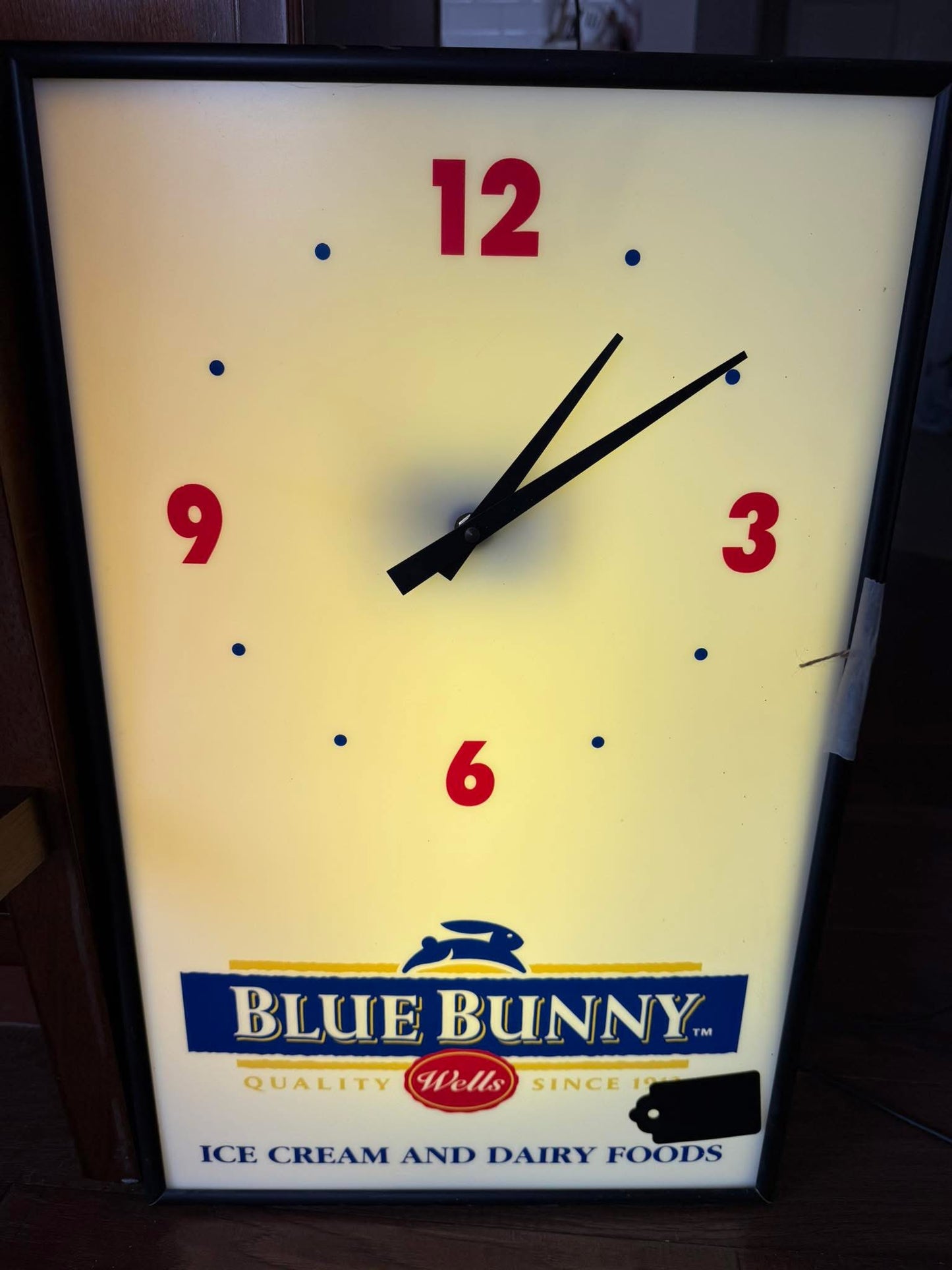 White Vintage Blue Bunny Clock (Works)