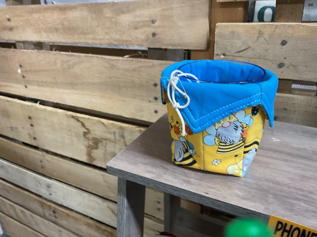 Yellow and dark teal Ice cream cozy, Medium