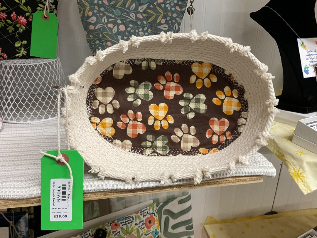Brown/Doggie themed Rope basket, Medium