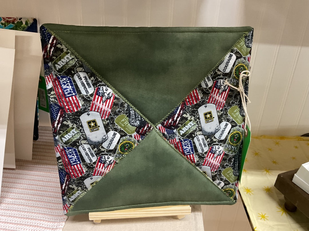Green/ Military Themed Pot Holder, Large