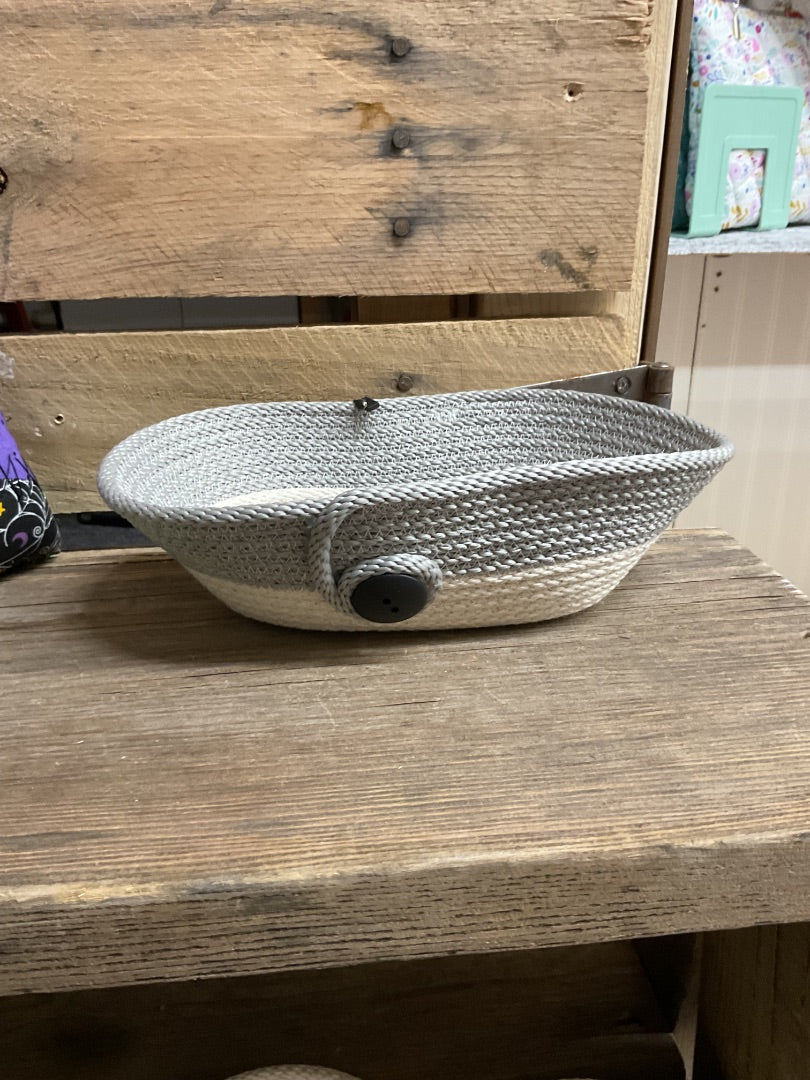 Gray /White Rope Basket , Medium
