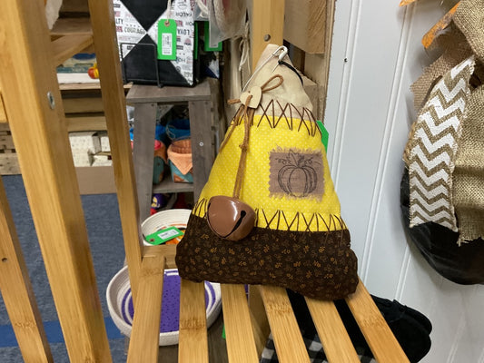 Yellow w/heart/patch/bell Fabric Candy Corn , Large