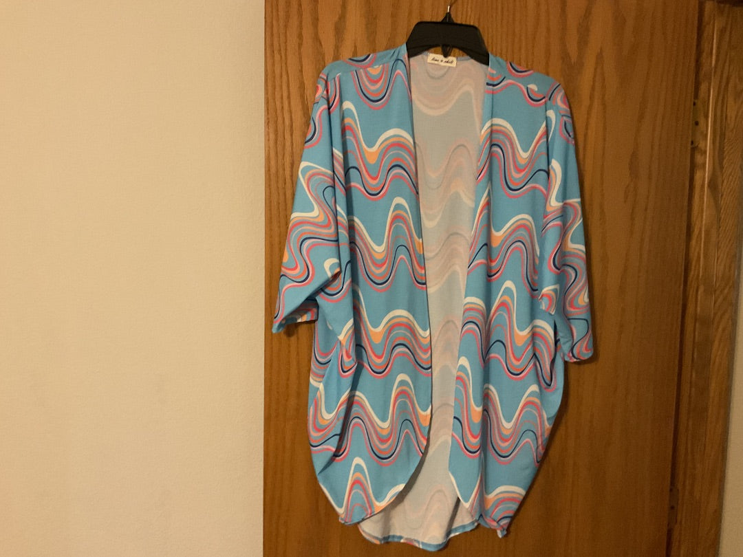 Light Blue w/ strips Women’s (Lime & Chili) Light Jacket/Sweater, Medium