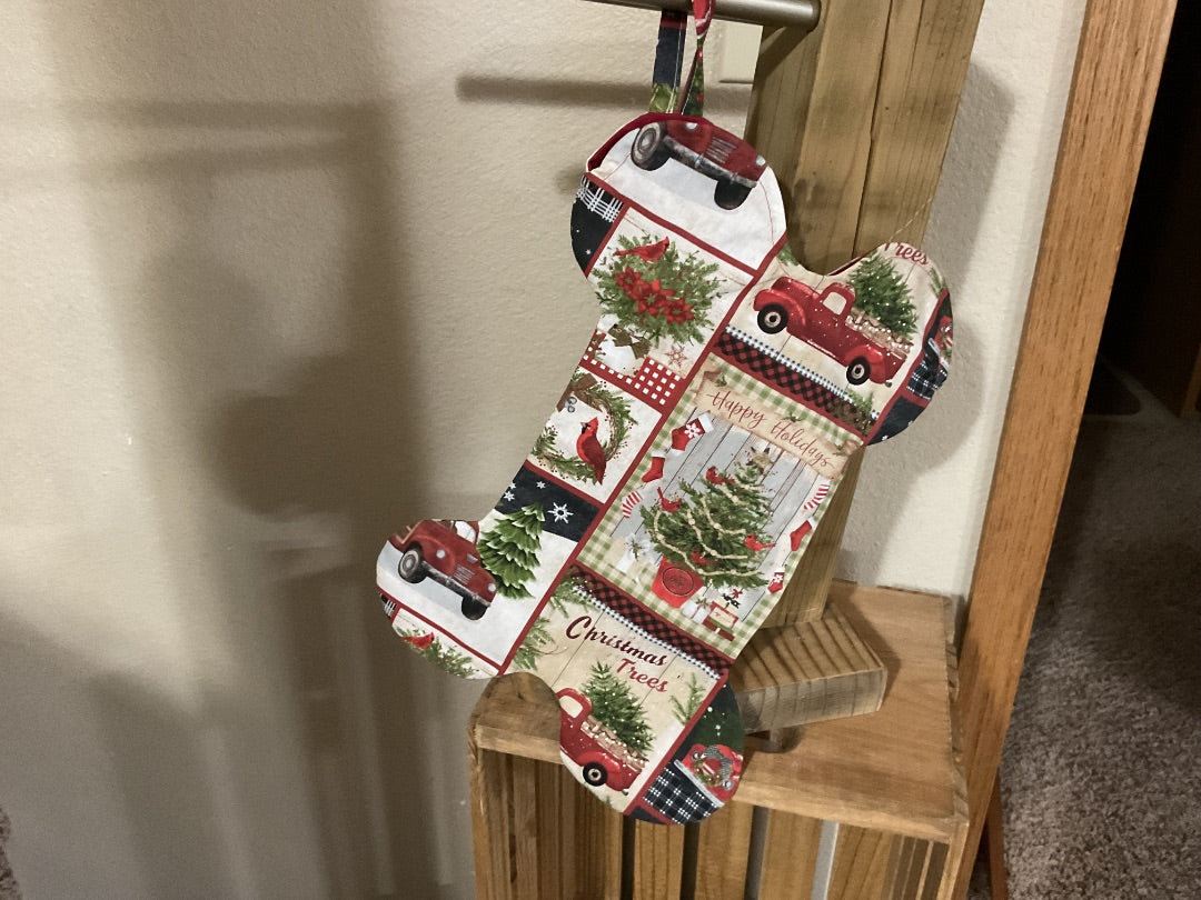 Red/Black “Doggy” Christmas Tree Stocking, Large