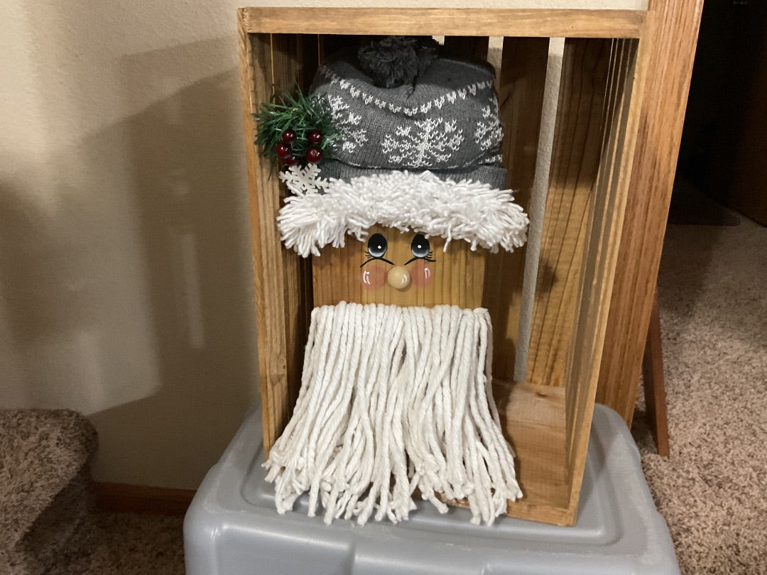 Gray Hat Wood Santa, Large