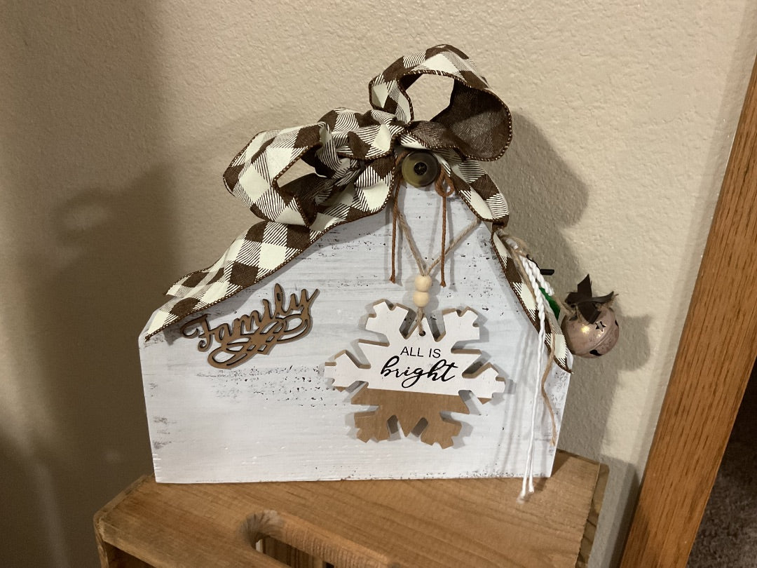 Brown “Family-All is Bright” Wood House, Medium