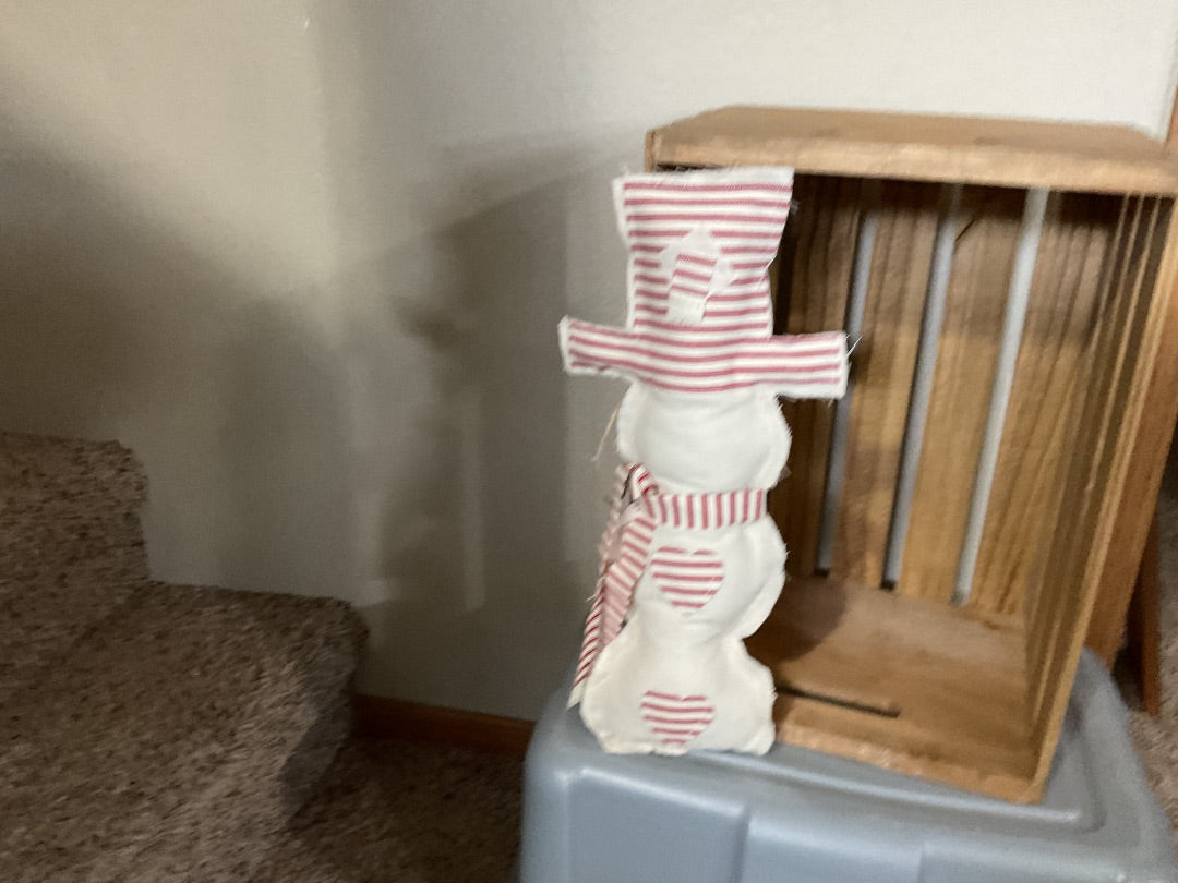Red Tall Fabric Snowman